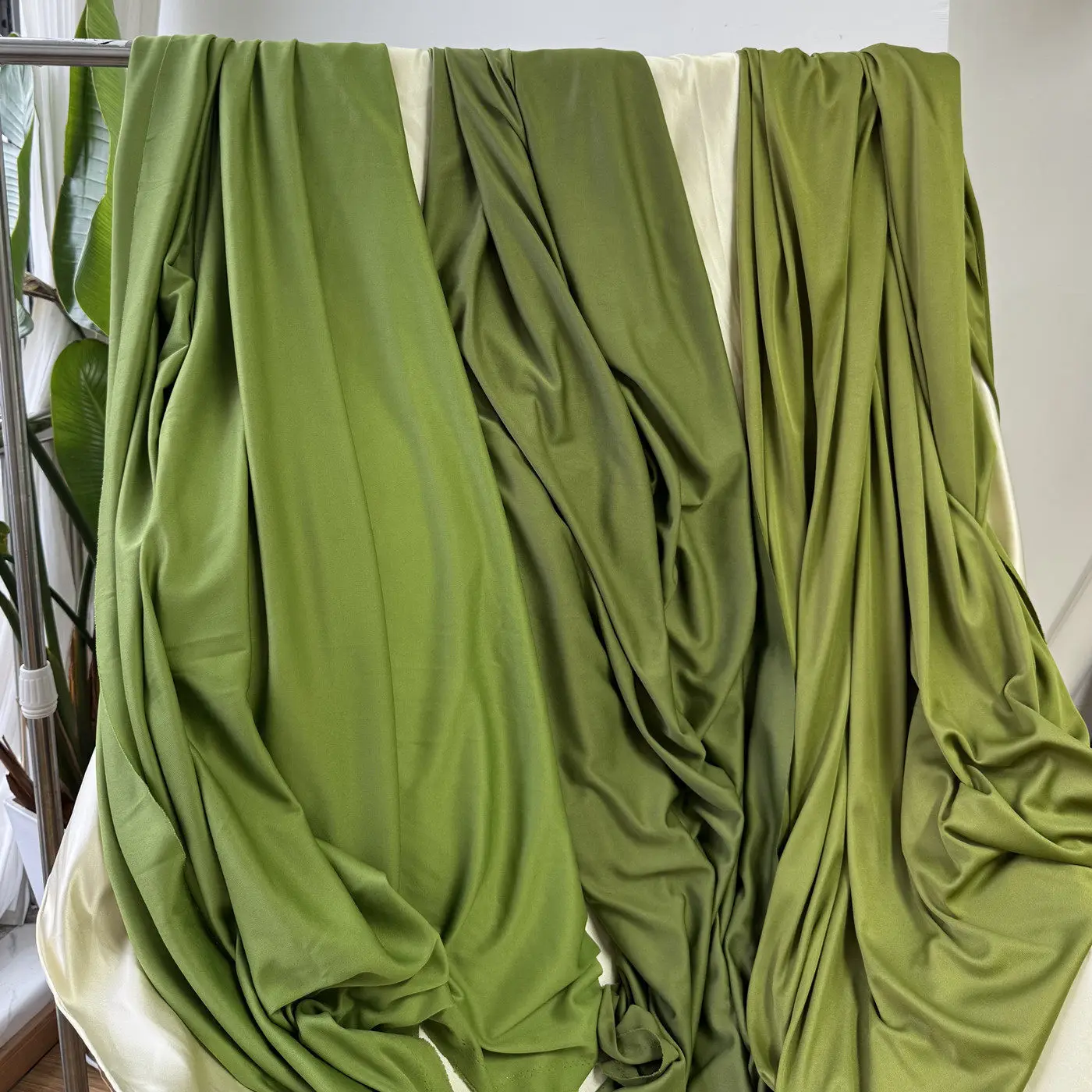 Green  Champagne Stretch Milk Silk Fabric Soft Elastic Cloth Backdrop Decoration  Wedding Event Scene Layout diy fabrics