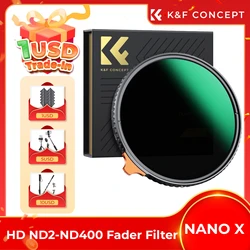 K&F Concept ND2 to ND400 Lens HD ND Filter Fader Variable Adjustable Neutral Density Camera Filter 49mm 58mm 62mm 67mm 77mm 82mm