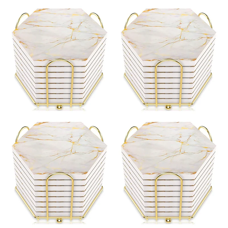 

AA76-32 подставки для ПК для напитков, впитывающие с держателем, набор подставок с мраморным дизайном, супер впитывающие горячие и холодные напитки