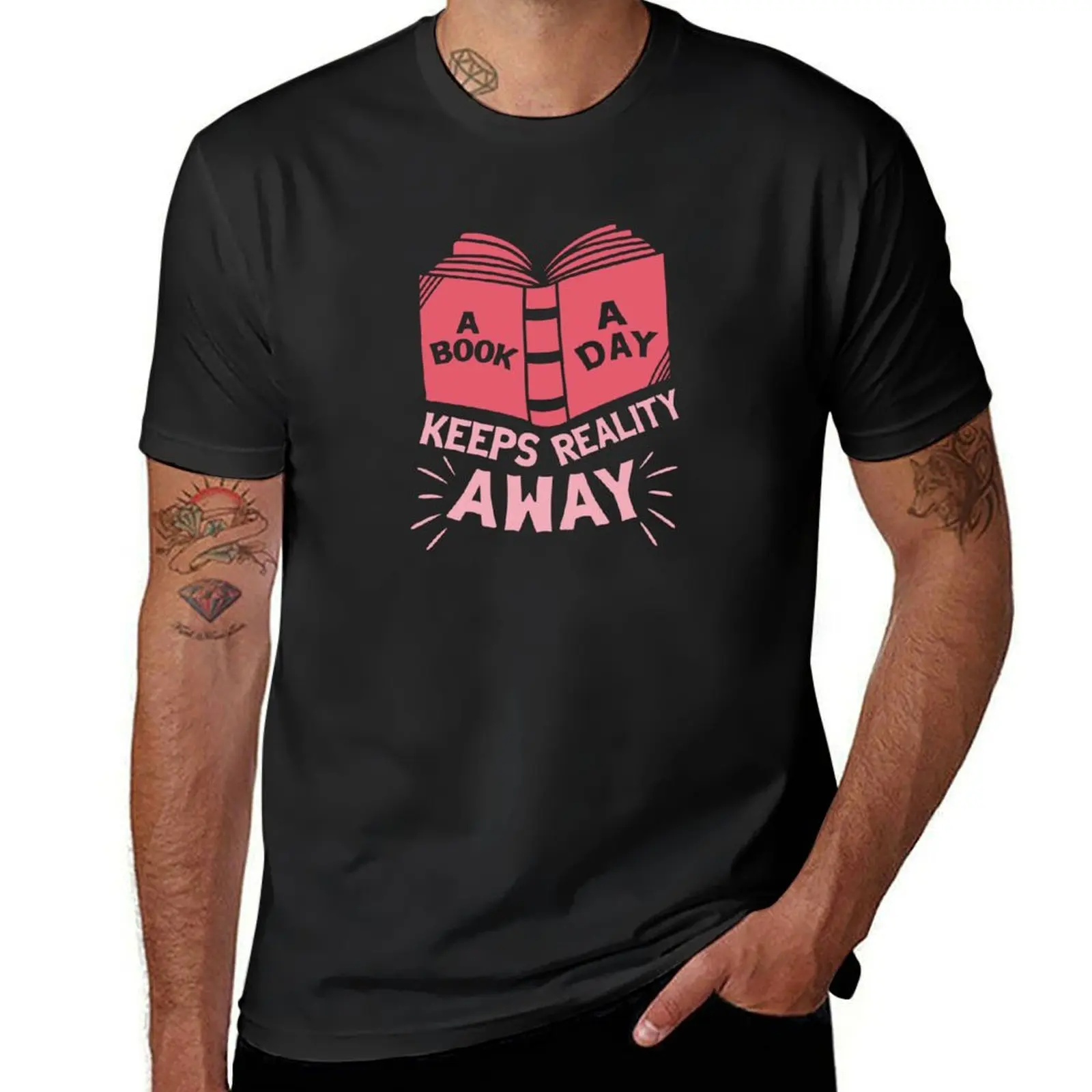 

A book a day keeps reality away T-Shirt oversized summer tops mens t shirt