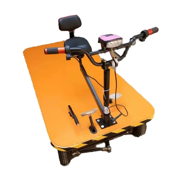

Exquisite 4 Wheel Electric Flatbed Transporter Warehouse Workshop Handling Tool Cart Electric Pallet Truck