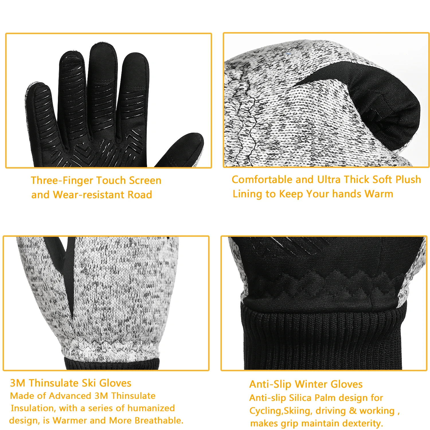 MOREOK Winter -20°F 3M  Warm Gloves Cycling Outdoor Sports Running Motorcycle Ski Touch Screen Non-slip Wear-re Gloves