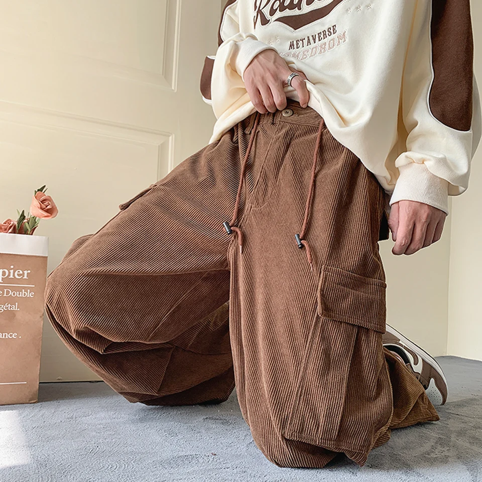 Pantalones De Pana De Hombre | Otoño E Invierno | Sueltos Y De Pierna Ancha | Estilo Japonés