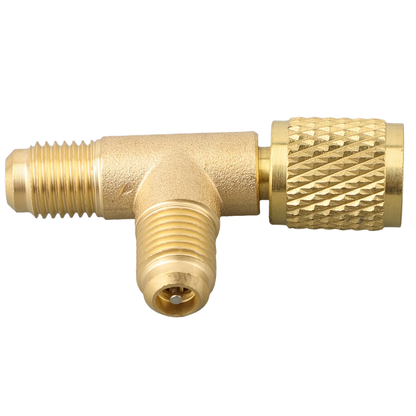 Adaptador tipo T para acondicionador, adaptador en T de conexión rápida con válvula de latón SAE de 1/4 "para reemplazo de adaptador R22 R12 R134