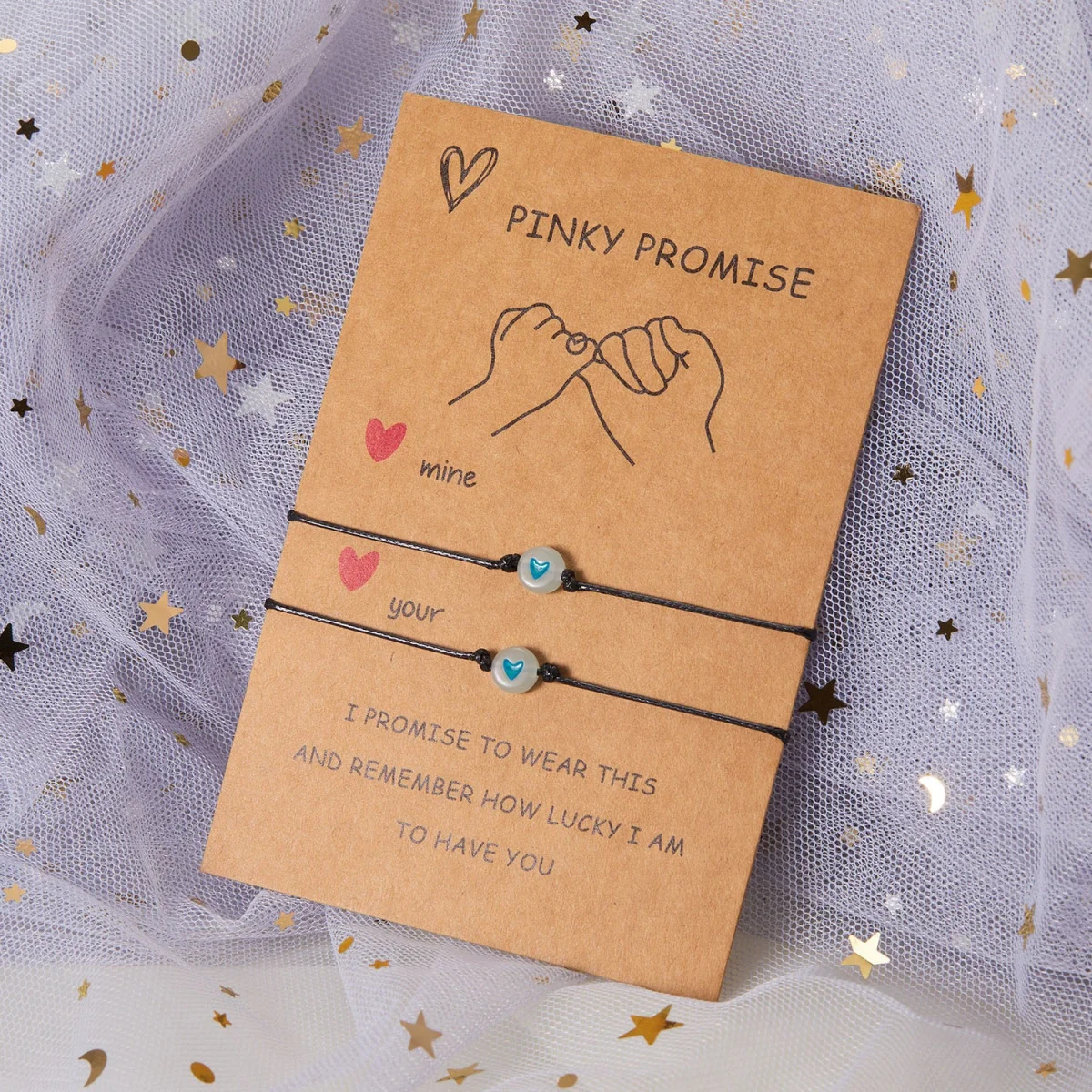 2Pcs/Set Pinky Promise Luminous Heart Couple Bracelets For Women Men Simple Blue Red Love Heart Bangle Friendship Party Jewelry view 3