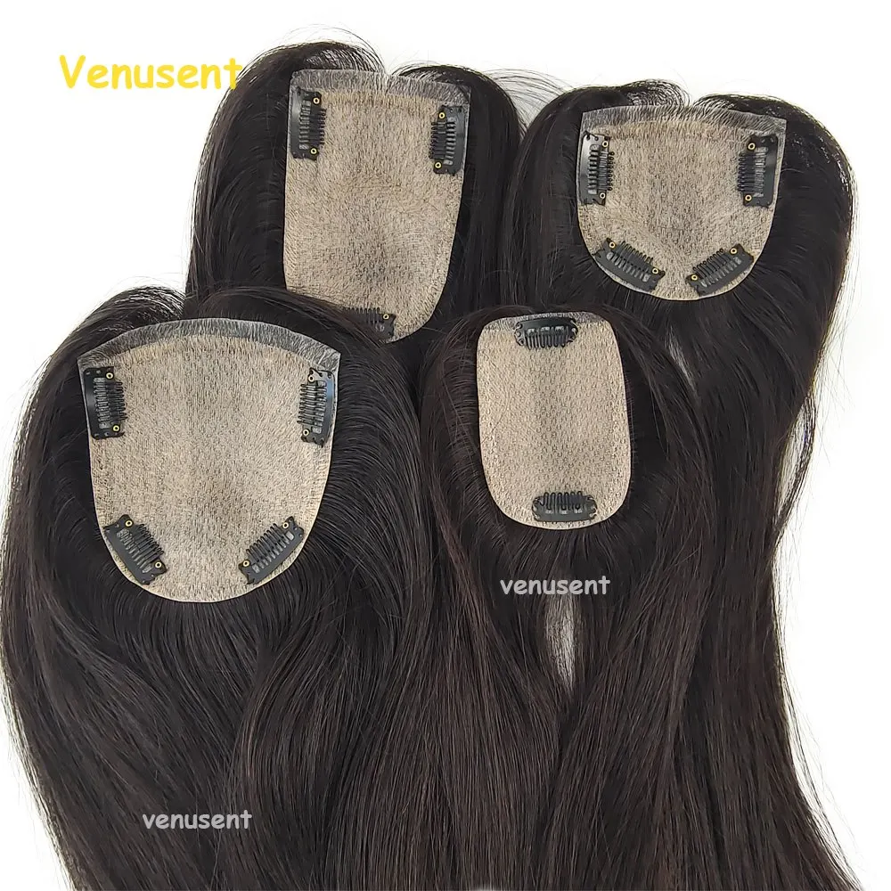 25-40cm 100% Reines Menschenhaar Topper 7x10 9x14cm PU Basis Clips In haar Extensions Brasilianische PU Top Frauen Toupet Injiziert Basis