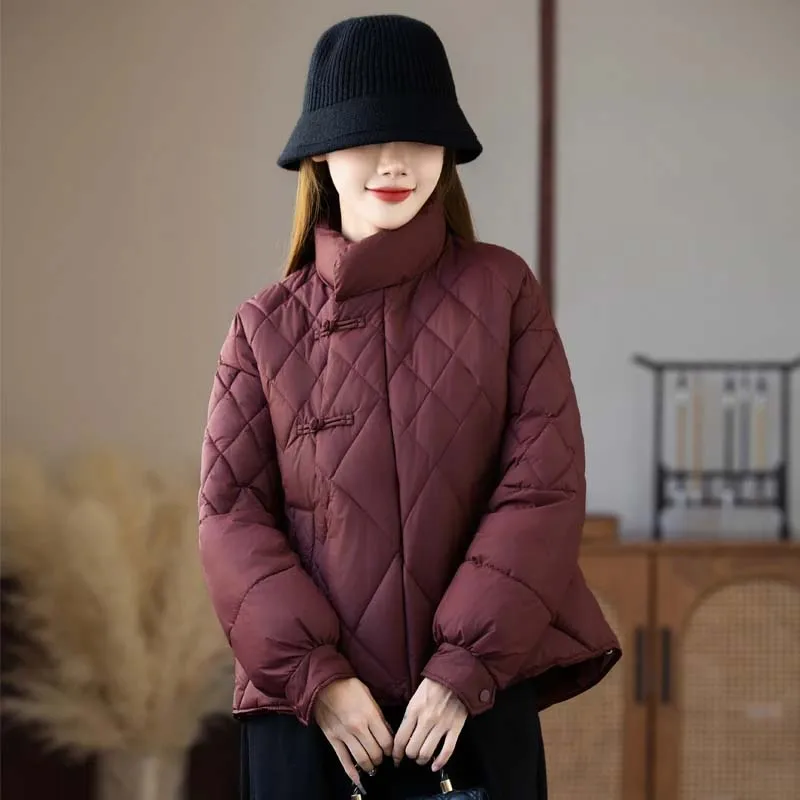 2026 New Parkas Female Stand Collar Puffer Tops Ladies Fashion Down Cotton Jacket Winter Women Long Sleeves Cotton Padded Coat 3
