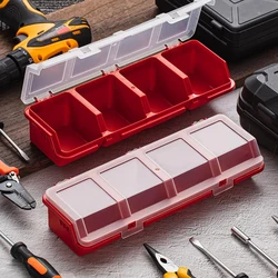1Pc Plastic Screw Organizer Box with 4 Compartments Portable Tool Parts Storage Bin with Lid for Hardware Small Parts Display