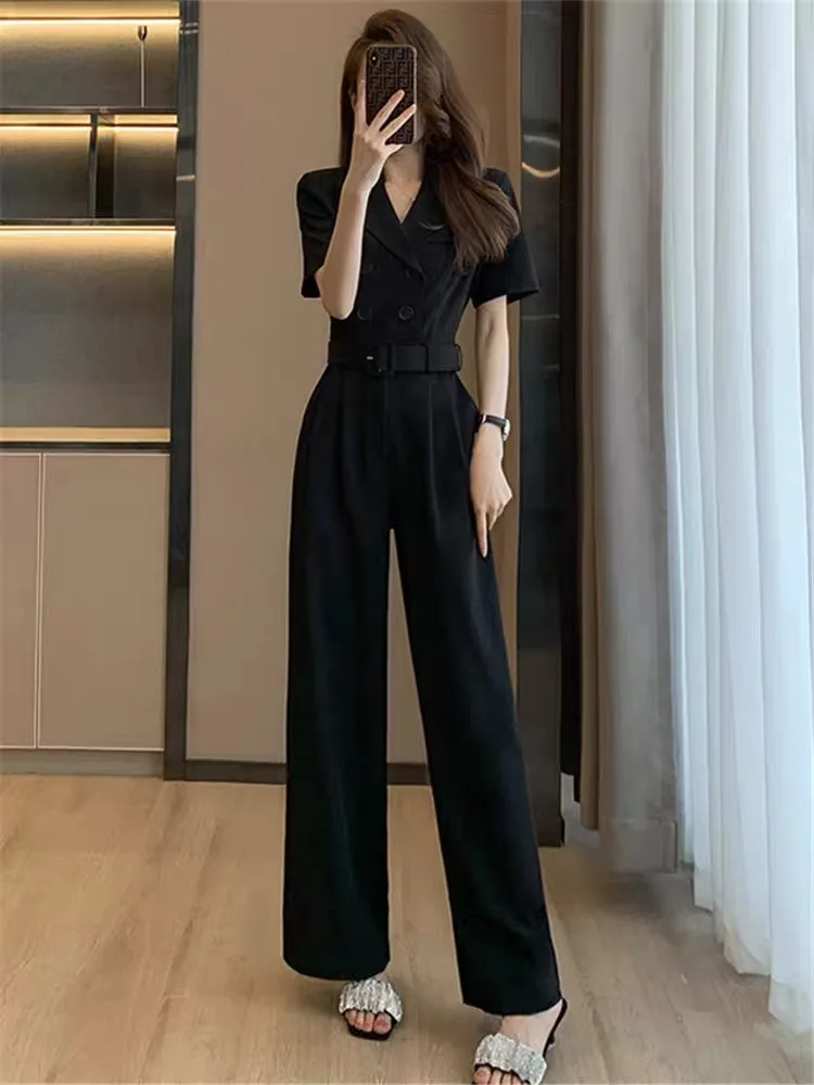 

Женский летний повседневный комбинезон Ele Thin Tailored Workwear с высокой талией и широкими штанинами из полиэстера