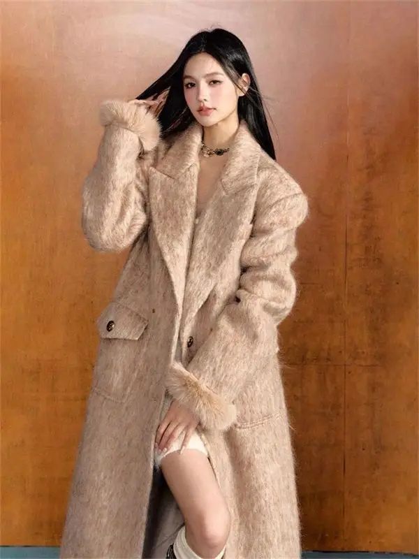 

Winter Coat French Retro High-End Wool Coat for Women Winter New Stylish Over Knee Thickened Warm Long Coat Women's Clothing