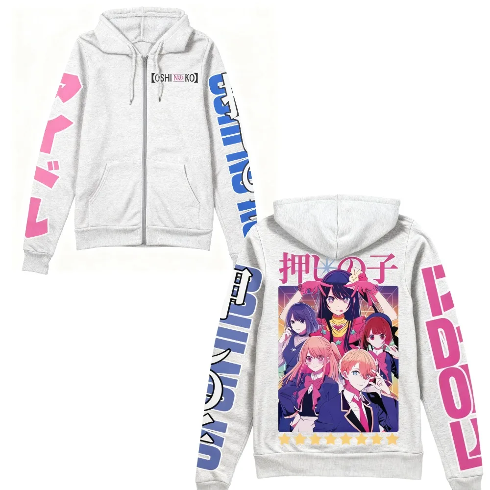 

Мужская толстовка на молнии Oshi No Ko Idol Group с принтом персонажей, хлопок, свободный крой, теплая осенне-зимняя уличная одежда для спортзала, большие размеры ​ Новый