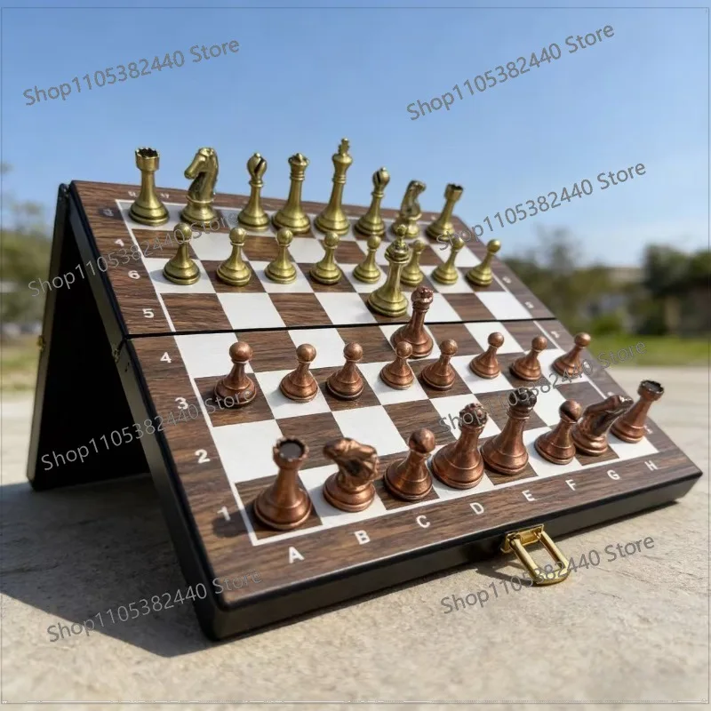 Metallic Chess, Retro Chess, Folding Wooden Chessboard, Special for Students and Adults