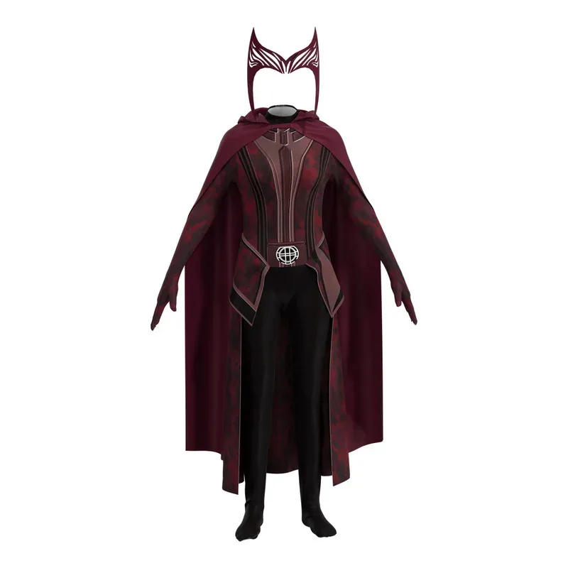 Sky06 Wanda Maximoff Cosplay Multiversum Van Madness Scarlet Witch Kostuum Jumpsuit Kroon Hoofddeksel Mantel Cape Volledige Set Endg66liU &
