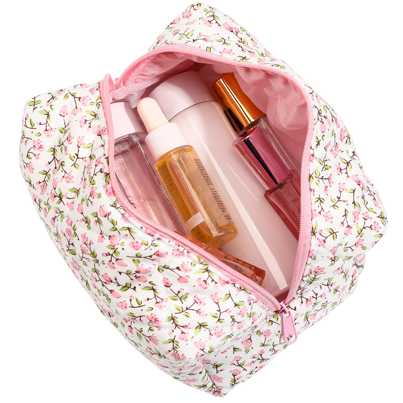 

Pink Makeup Floral Design Lightweight Travel Zipper Brush Organizer Period Pouch Zipper Makeup Brush Bag Storage Case