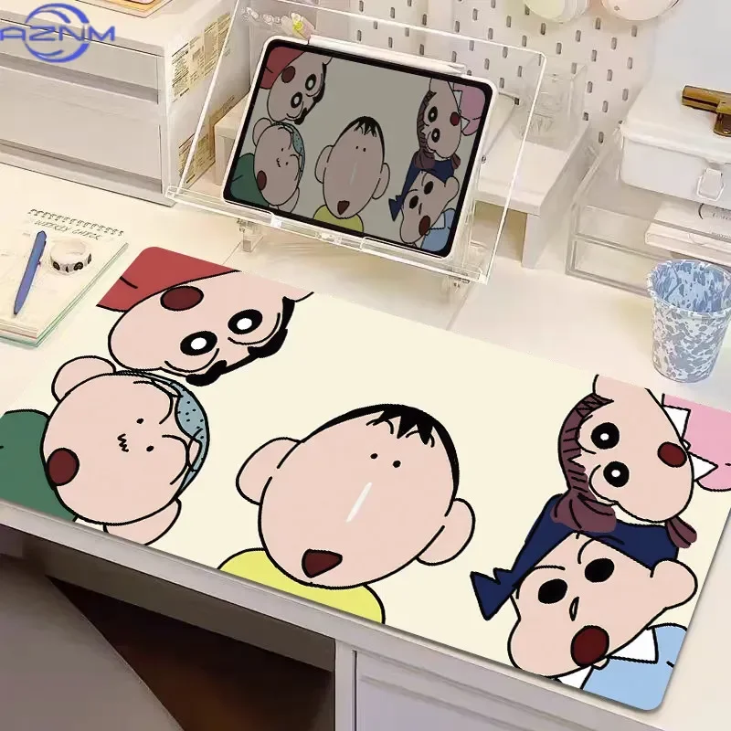 Cute Crayon Shin‑chan Large Mousepad, Rubber Non‑Slip Extended Gaming Desk Mat, Waterproof Anti‑Fray Mouse Pad for PC Laptop Hom