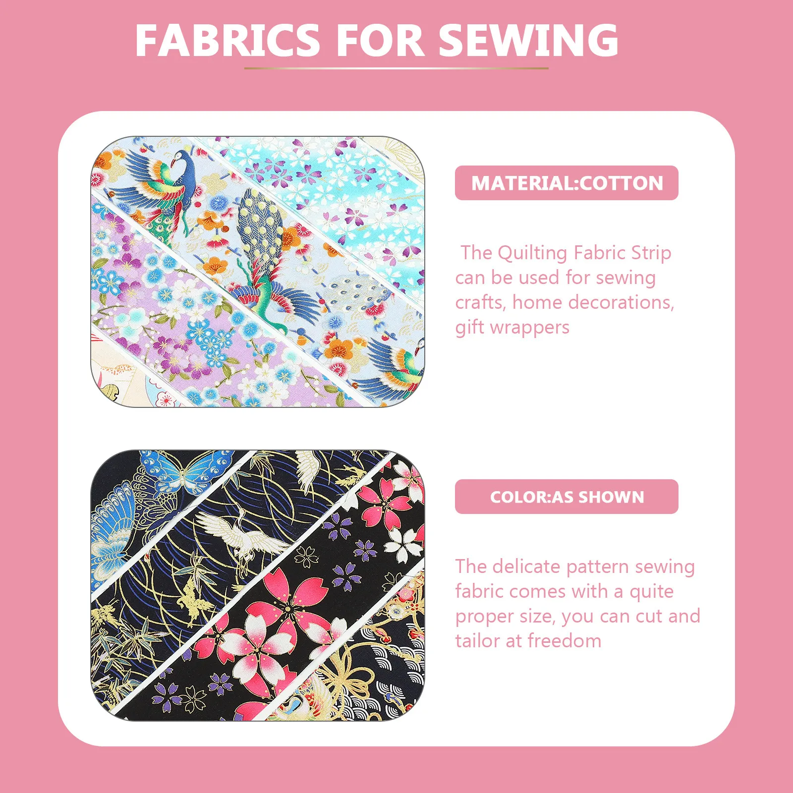 20pcs Quilting Fabric Strips Cotton Cloth DIY Patchwork Sewing Craft Bundle Floral Print Fat Quarter Jelly Fabrics