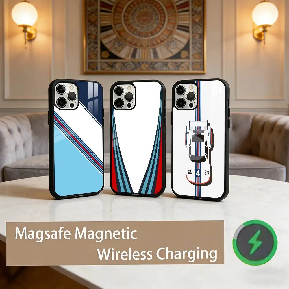

Martini R-Racing S-Stripe Phone Case For iPhone17,16,15,14,13,12,11 Plus,Pro Max Magnetic For Magsafe Wireless Charging
