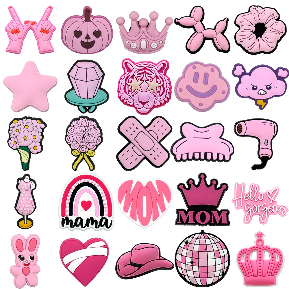 

1PCS Pink Shoe Charms Cute Pink Star Crown Air Blower Fashion Women Men Shoe Accessories Pins Pink Luxury Shoe Buckle Decoration