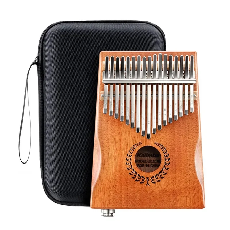 Electric Kalimba Thumb Piano 17 Keys Mahogany Finger Mbira Kids Adults Instrument Bear Shaped Transparent (NATURAL)