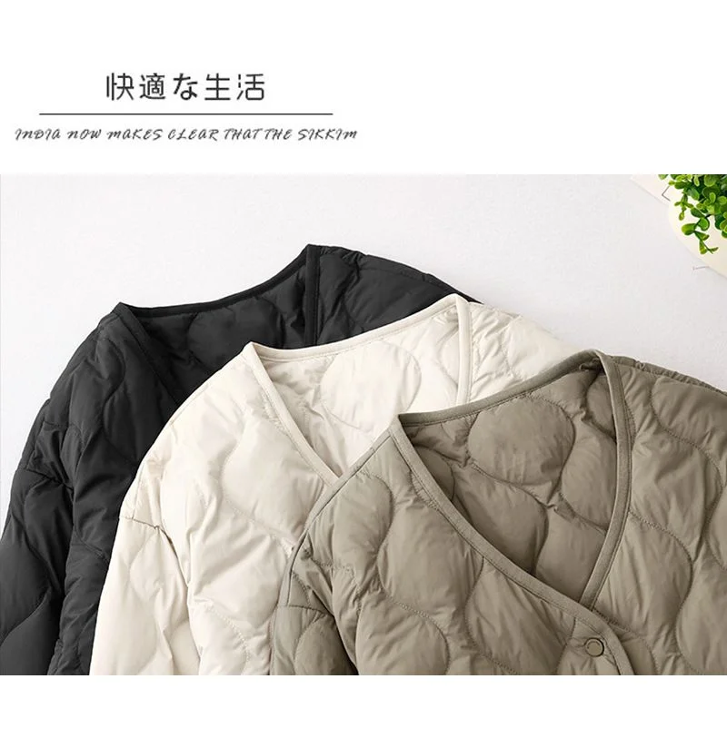 여성 겨울 재킷 여성용 재킷 가을 겨울 패딩 재킷 여성용 숏 조커 브이넥 스택드 라이트 코튼 패딩 코트