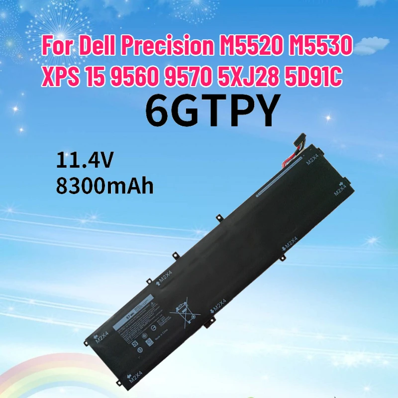 11.4V 97WH 6GTPY Laptop Battery For Dell Precision M5520 M5530 XPS 15 9560 9570 5XJ28 5D91C