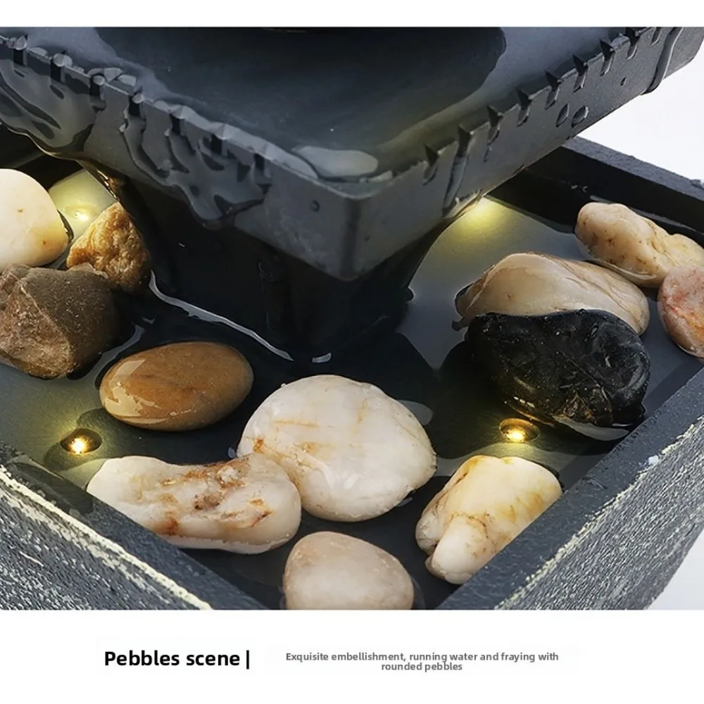 Circulating Water Flow Water Fountain ABS Battery/Plugged in Flowing Water Ornaments Micro Landscape Waterfall Decoration