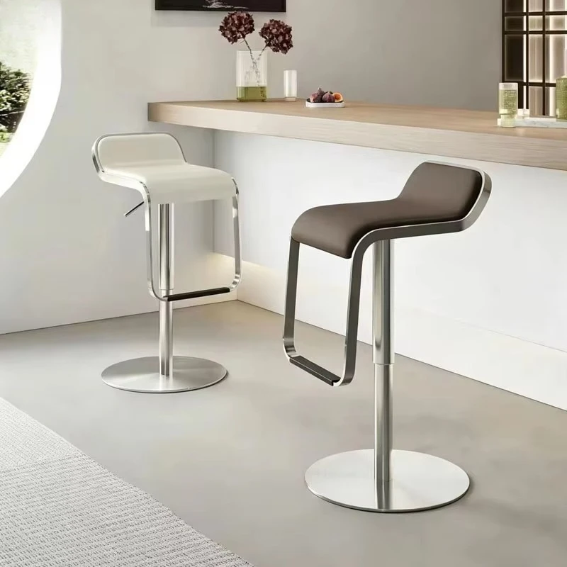 Contemporary Stainless Steel Bar Stool Height Adjustable Swivel PU Leather Bar Chair for Home Bar Restaurant Hotel