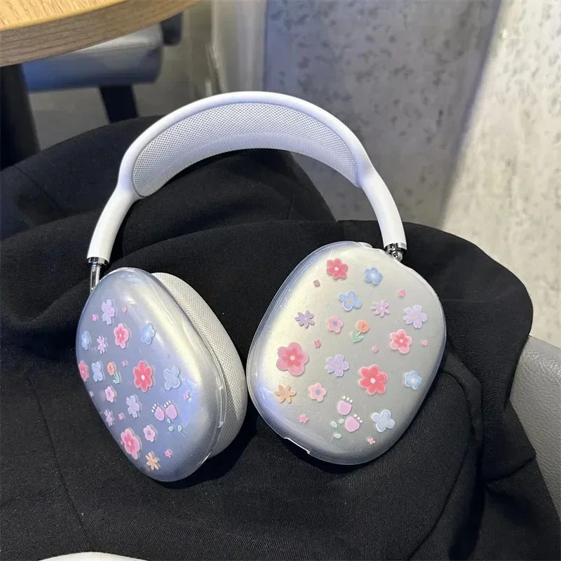 

Headphone Clear Cover Flower Cases Protect For Apple Airpods Max Earphone Case Soft Silicone For Airpods Max Case Accessories