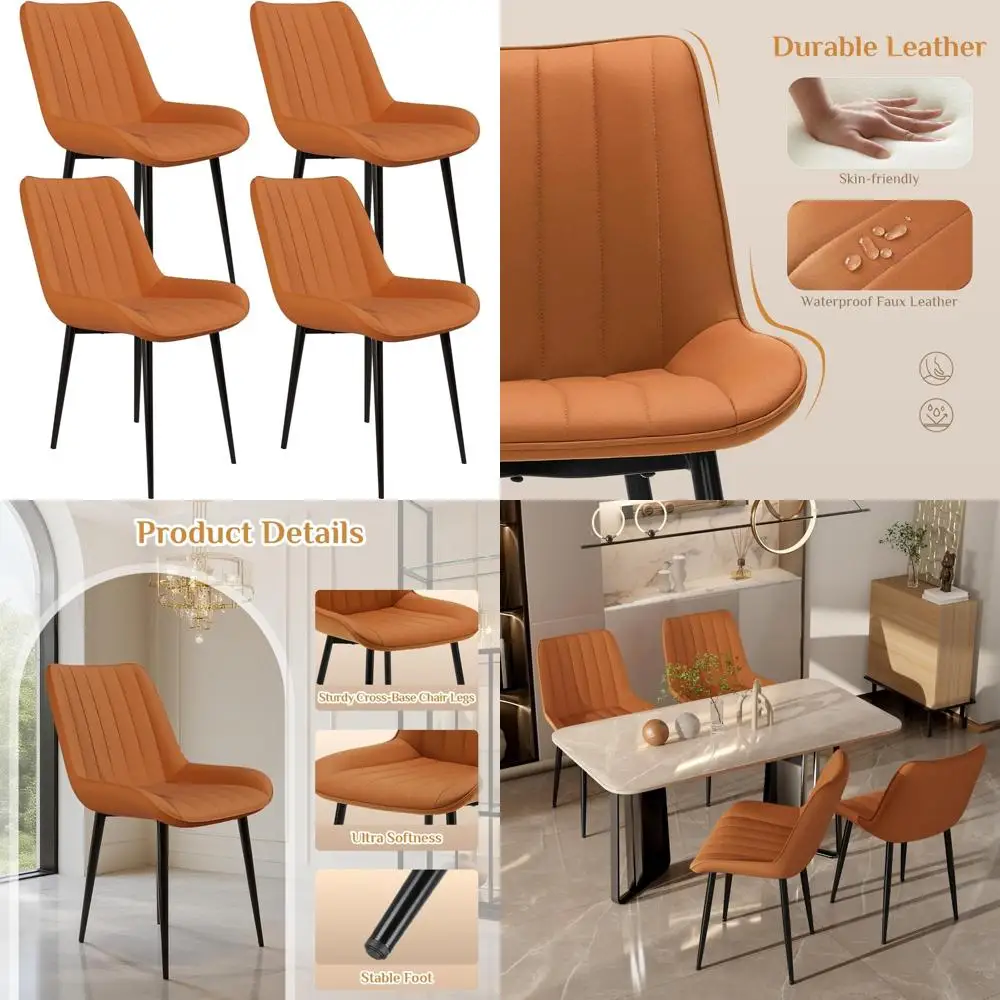 مجموعة كراسي تناول الطعام TLSUNNY مكونة من 2/4، كراسي غرفة طعام منجدة حديثة من الجلد السويدي عالي الظهر مع وسائد سميكة، عريضة