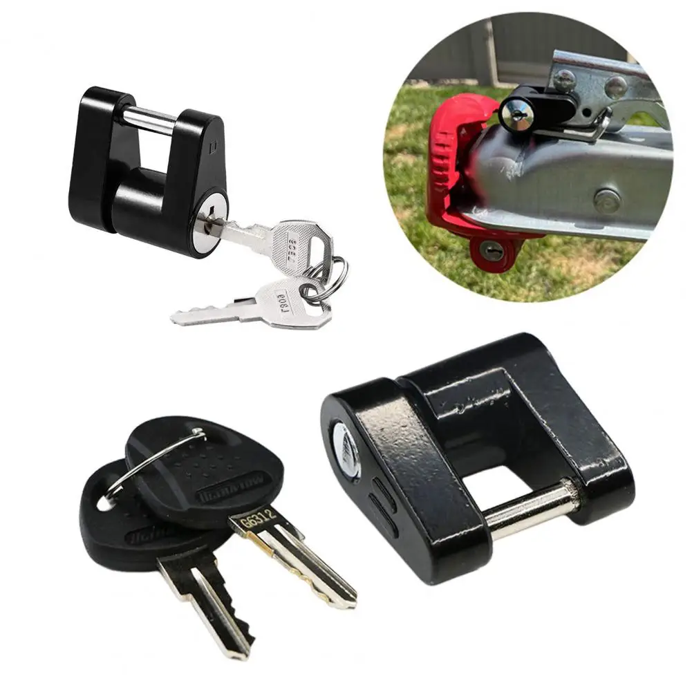 Trailer Coupler Lock With Keys Rustproof Corrosion Resistant Easy Installation Boat RV Truck Car Heavy Duty Hook Lock Padlock