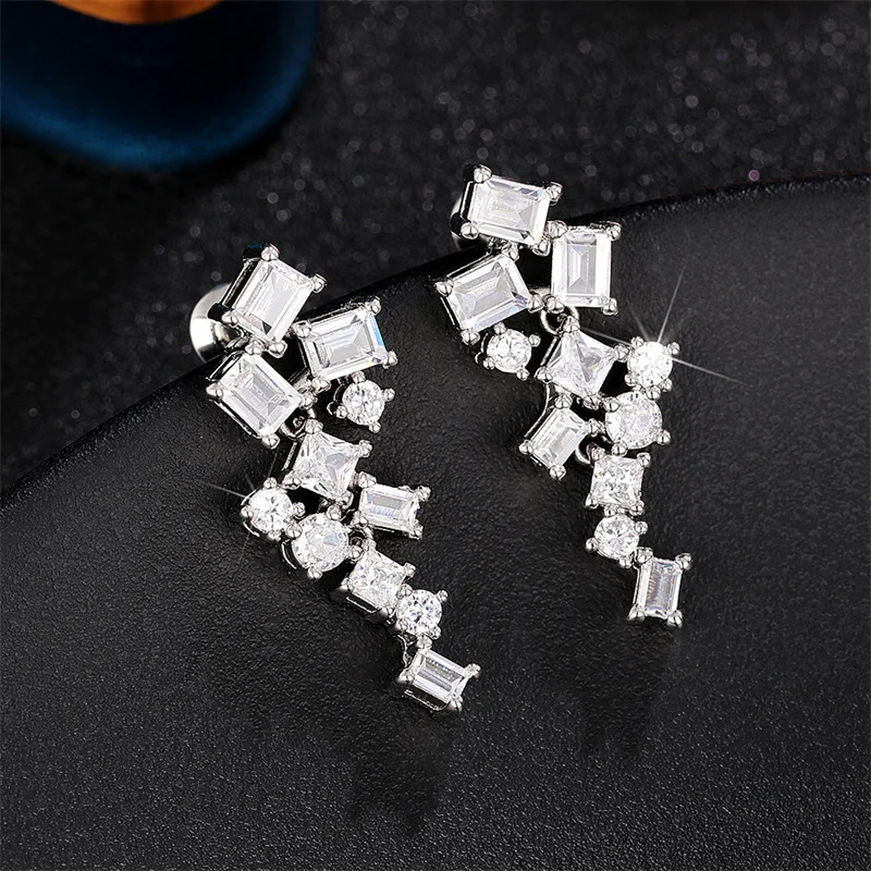 CAOSHI Fashion Design Gorgeous Earrings for Women Bridal Wedding Jewelry with Brilliant Zirconia Trendy Silver Color Accessories