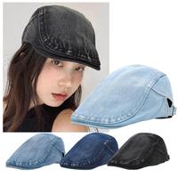 Denim Beret Hat Washed Distressed Peaked Cap Adjustable Cap Hats Big Newsboy Gatsby Vintage Ivy Flat Cap Cabbie Cotton R5d5