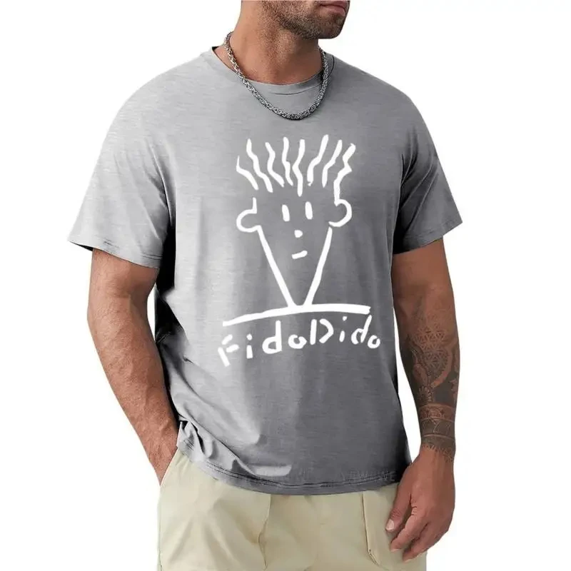 Man Black Tshirts Summer T-shirt Fido Dido Face T-Shirt Boys White T Shirts Sweat Shirt Men's Clothing Loose Casual Streetwear
