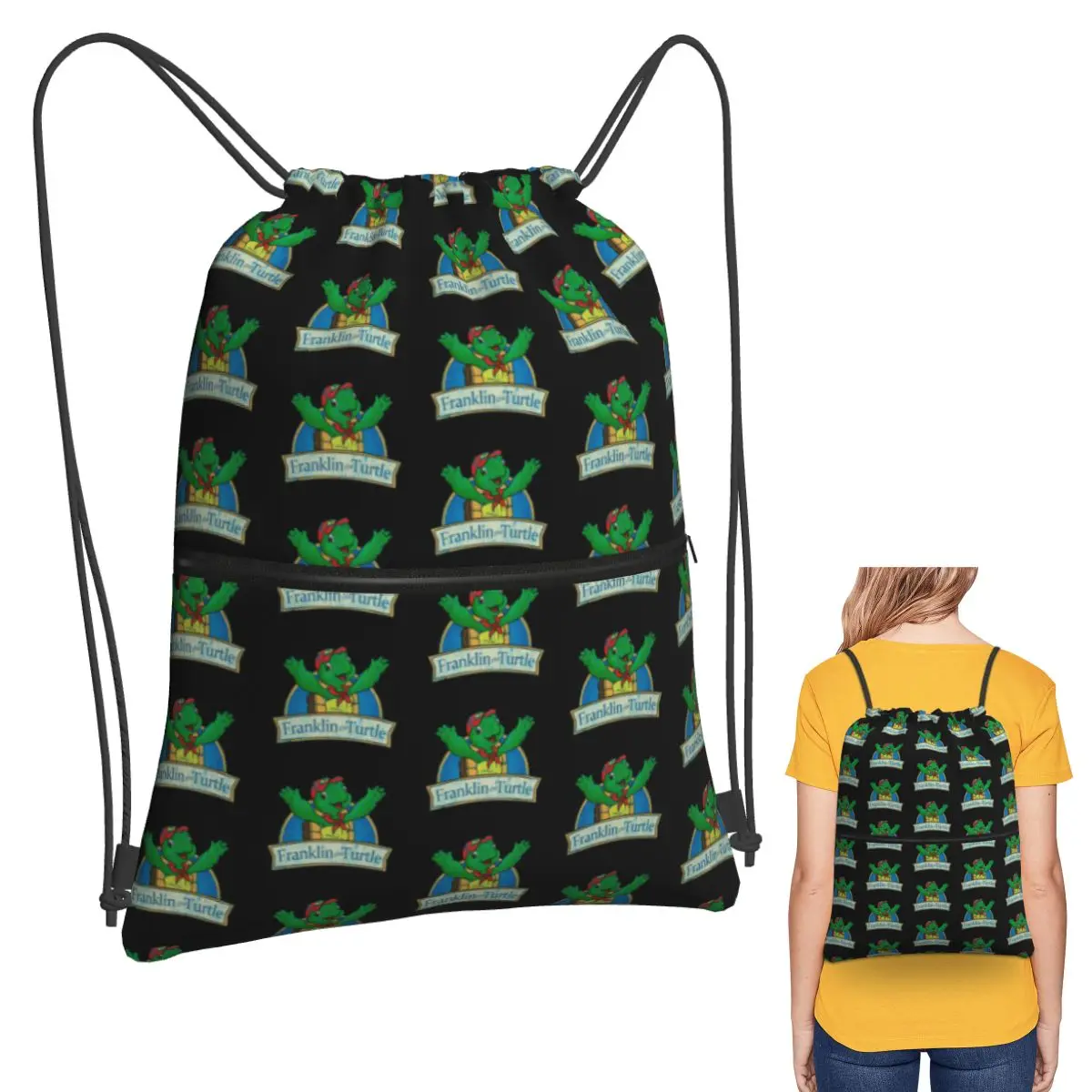 

Винтажные рюкзаки Franklin The Turtle, модные портативные сумки на шнурке, спортивная сумка, сумки для книг для мужчин и женщин, студентов