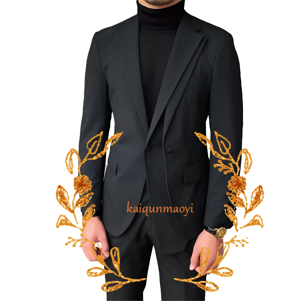 2024 New Design Men's Elegant Suit 2 Piece Set Fashion Blazer Pants Outfit Wedding Groom Tuxedo Party Jacket