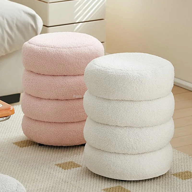 

Lambswool Stools Home Various Sizes Living Room Sofa Stools Comfortable Low Stools Long Sitting High-grade Cream Dressing Stool