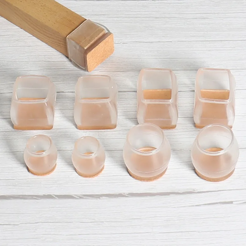 Transparent chair legs Floor protectors Non-Slip Silicone feet Pads Protector patas silla For furniture Table Legs Sock Cover