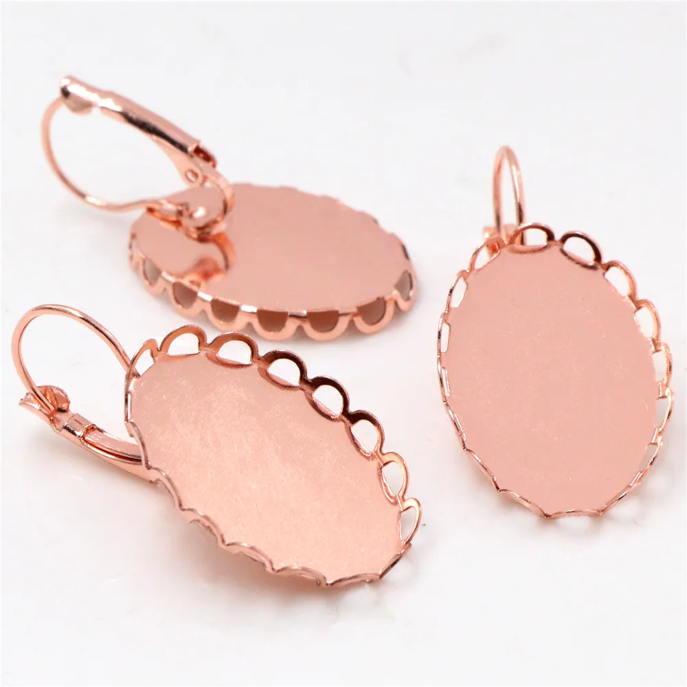 18x25mm 10 sztuk 7 kolory plated francuski dźwignia powrót kolczyki puste/Base,Fit 18x25mm owalne szkło cabochons; Ramki na kolczyki — zdjęcie 3