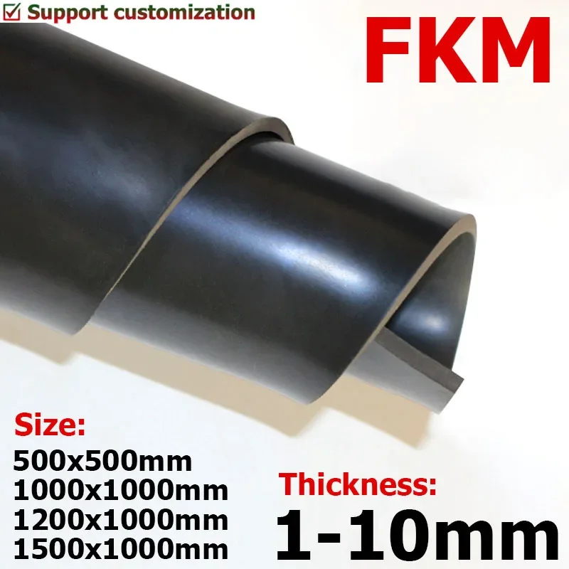 

Black Fluorine Silicone Rubber Sheet FKM High Temp Resistance Silica Gel Plate 500x500 1000x1000 1200x1000 1500x1000