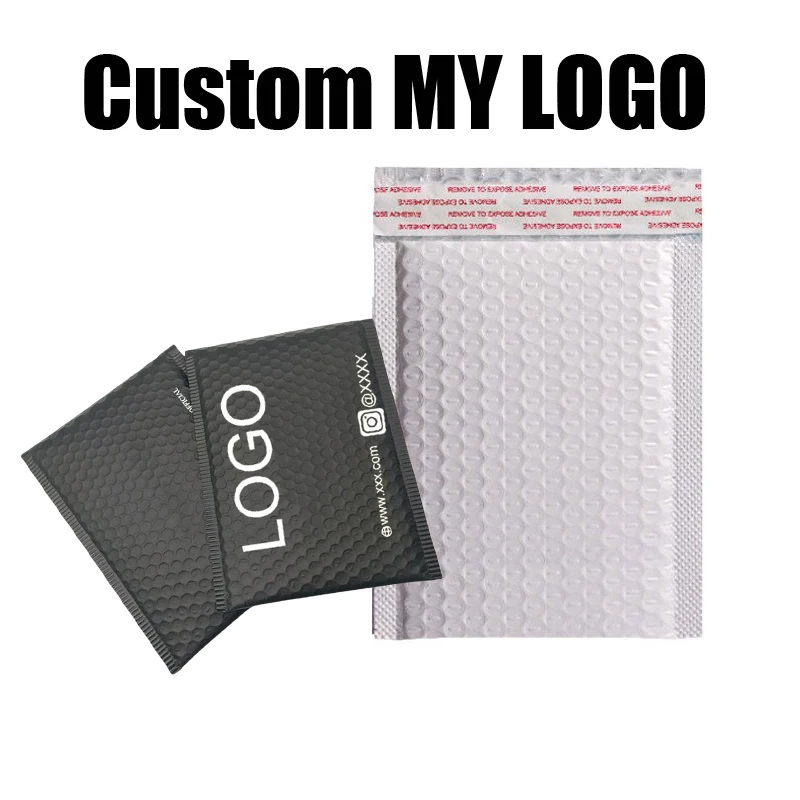 Custom LOGO personalised white poly mailer envelopes shipping bags White Poly Bubble Mailers White Bubble Mailing Bag