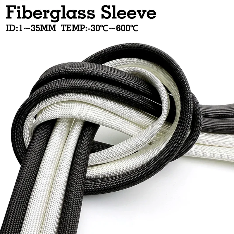 ID1-30mm Fiberglass Sleeve 600Deg.C  Flame Retardant Insulation for Industrial Wires Cables And Electrical Equipment Protection