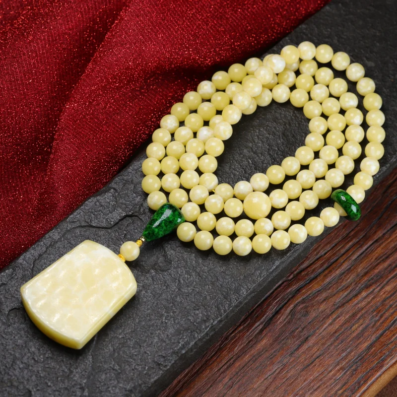 

round Beads Necklace Sweater Chain with Fragrance Imitation Ambergris Tranquility and Peace Plate
