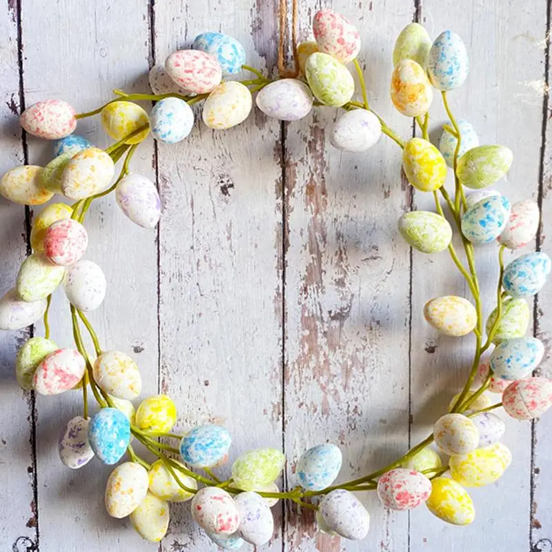 Easter Egg Wreath Cute Colorful Egg Garland Creative Easter Wreaths Ornaments Wall Decor Happy 2024 Easter Day Decor For Home