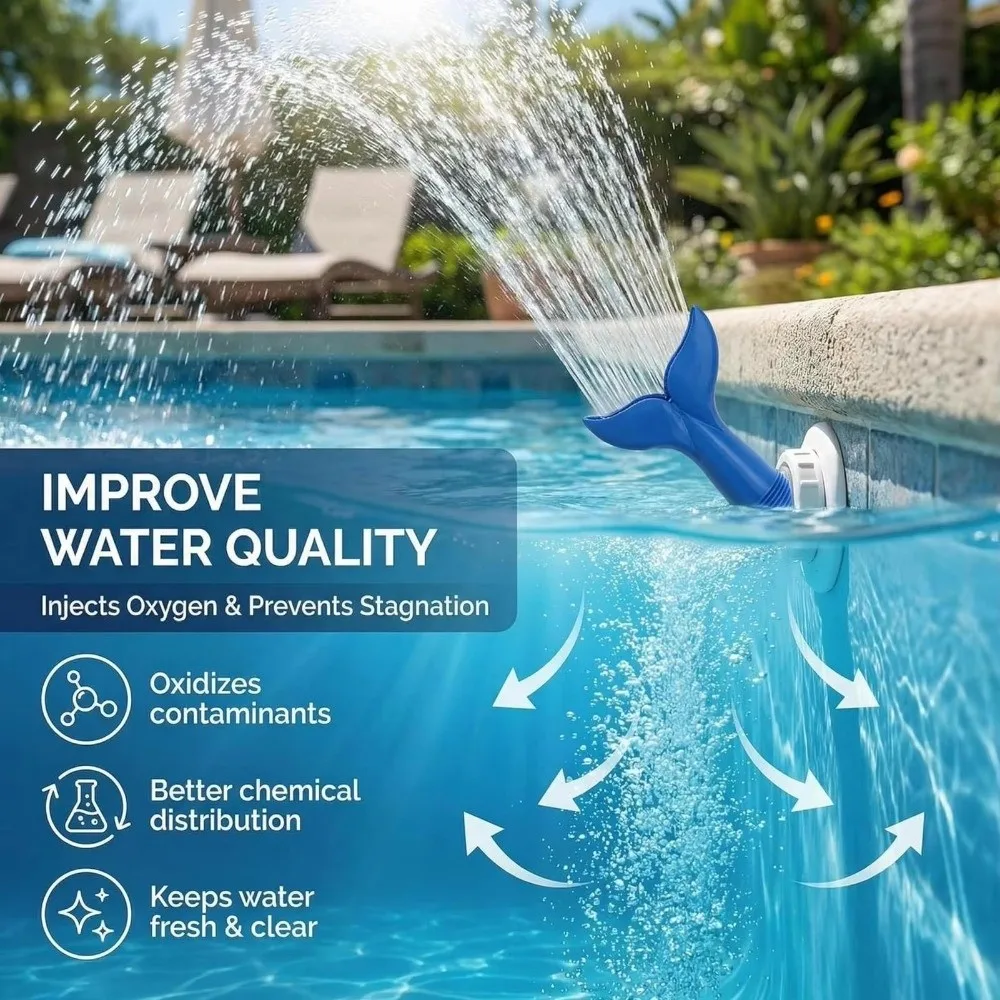 3/4 Inch Universal Swimming Pool Fountain Fountain Effect Oxygenating Mermaid Tail Pool Sprayer Wide Fan Waterfall