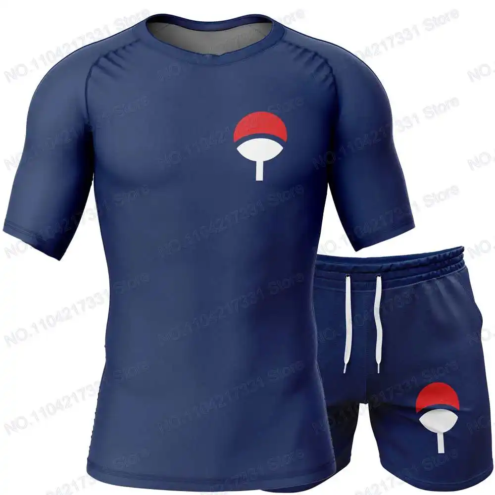 

Uchiha Ninja Anime Rash Guards Surfing Jersey Beach Shirts Swimwear Diving Gym Shorts MMA BJJ Men Jiu Jitsu Fitness Sets