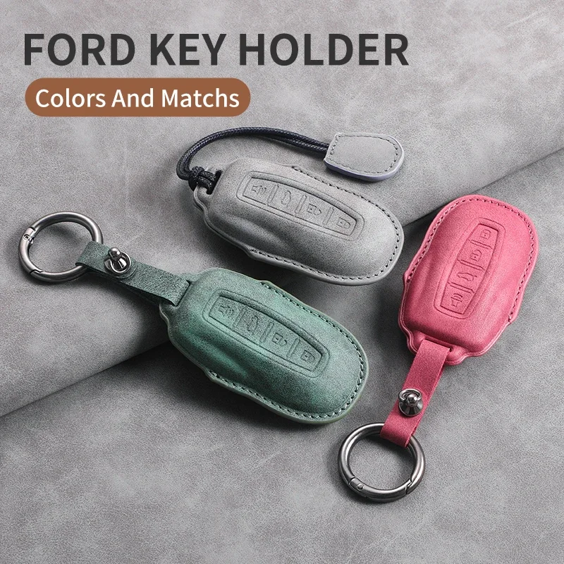 

4 Buttons Leather Car Remote Key Case Cover for Ford Tourneo Custom 2024 Equator Sport Equator for JMC Territory Key Accessories