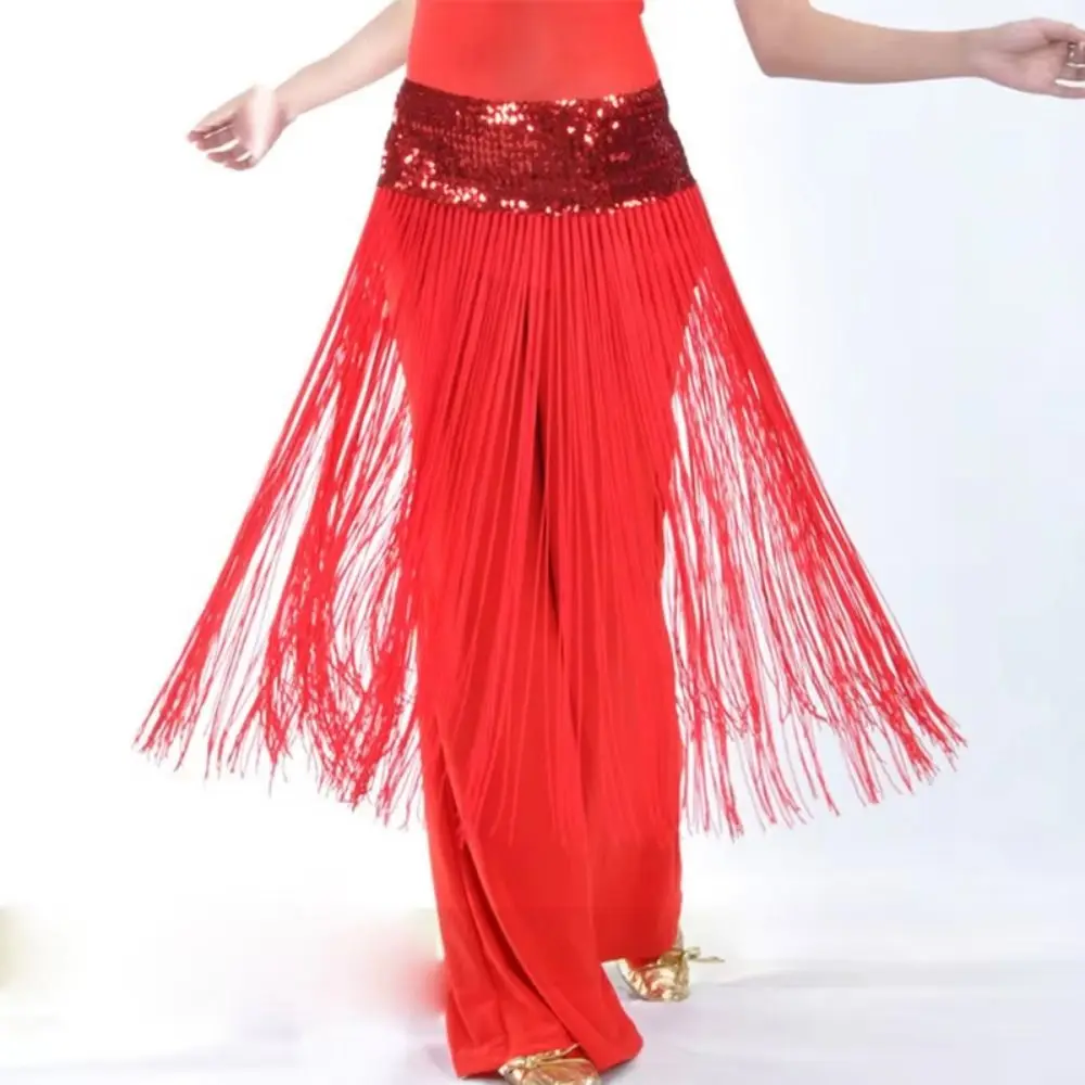 Criativo cinto de dança do ventre glitter lantejoulas envoltório saia lantejoulas corrente de cintura longa borla clássico dança do ventre hip cachecol dança do ventre