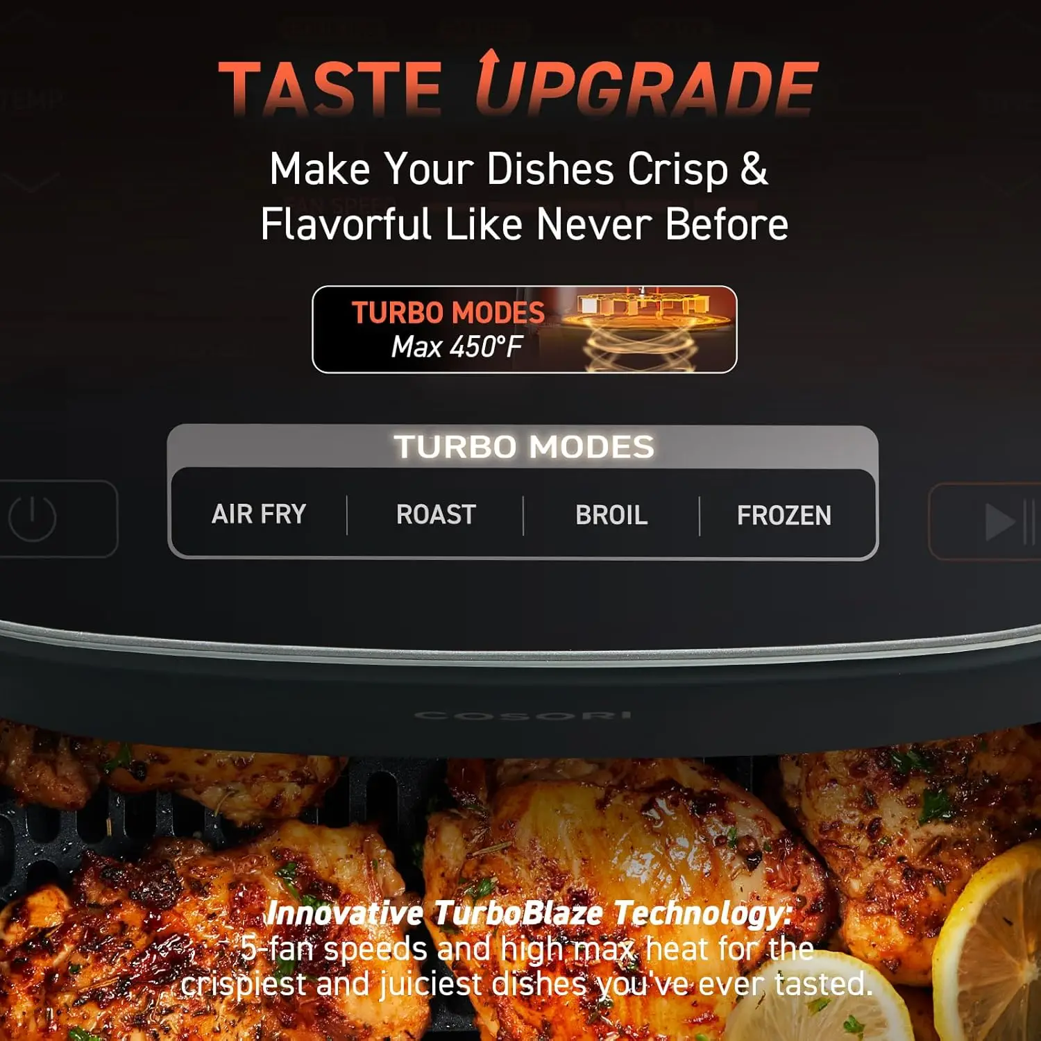 Friggitrice ad aria 9 in 1, compatta e grande da 6 Qt, modalità Turbo veloci, 90‐450 ° F Calore preciso per risultati uniformi, fino al 95% meno di olio*, Ro