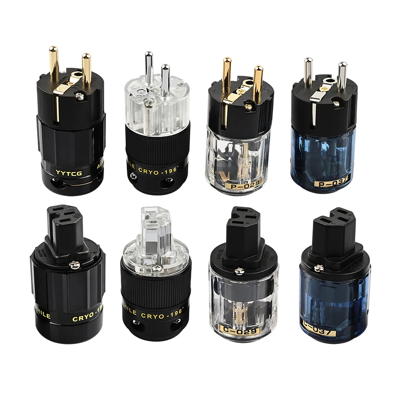 One Pair High Quality Schuko Power Connectors EU Plug Hifi European Version Male Female 24K Gold plated Rhodium Plated HIFI diy
