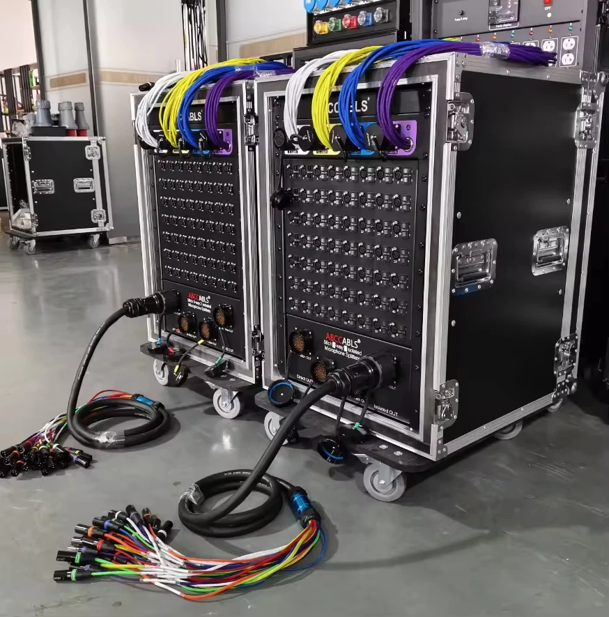 ABCCABLS 56-Channel 3-Way Isolated Microphone Splitter Road Case For Live Sound & Stage Audio Distribution